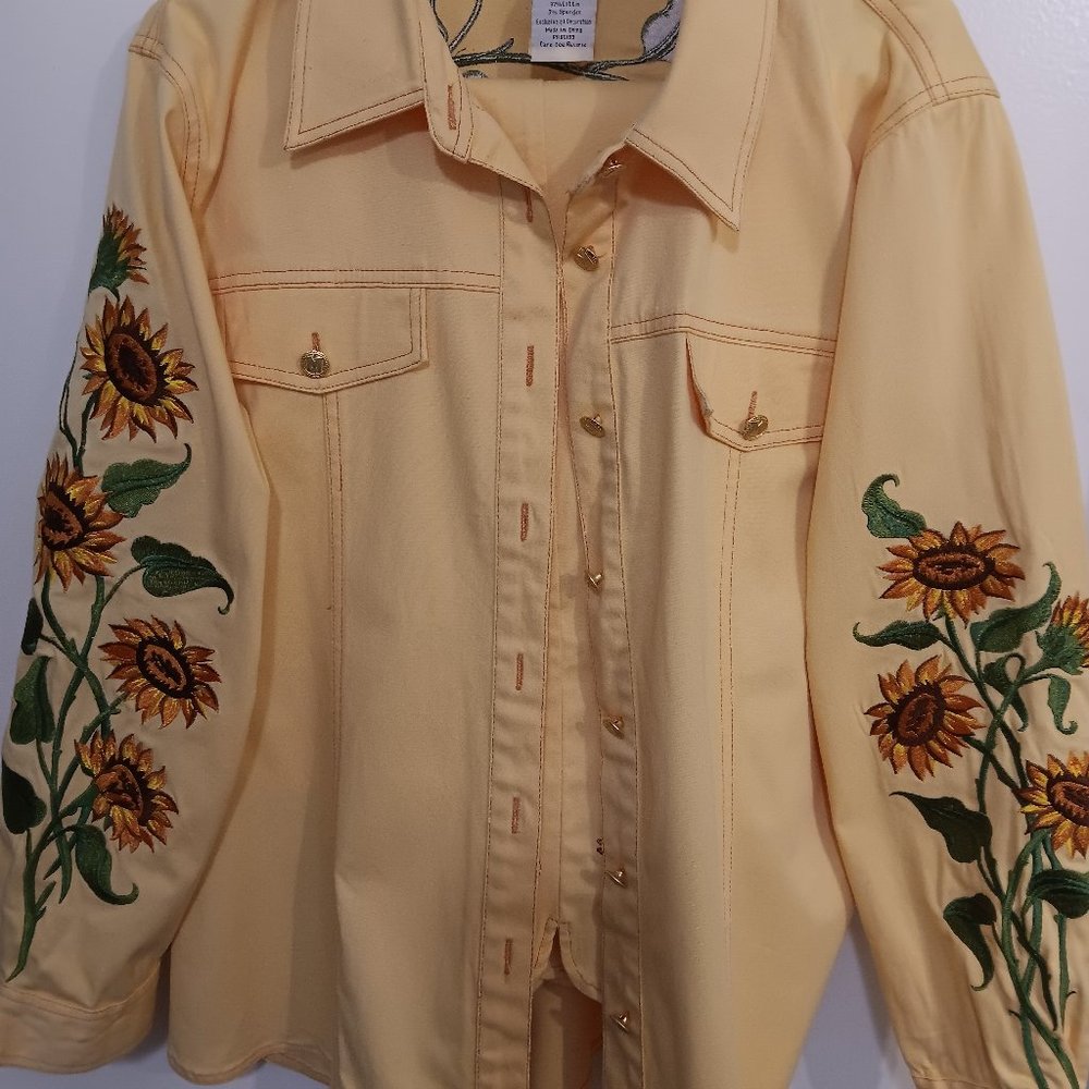 BOB MACKIE BURST OF SUNFLOWERS PANT SUIT SIZE LARGE
